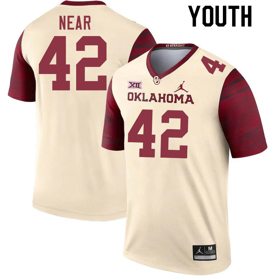 Youth #42 Konnor Near Oklahoma Sooners College Football Jerseys Stitched Sale-Cream